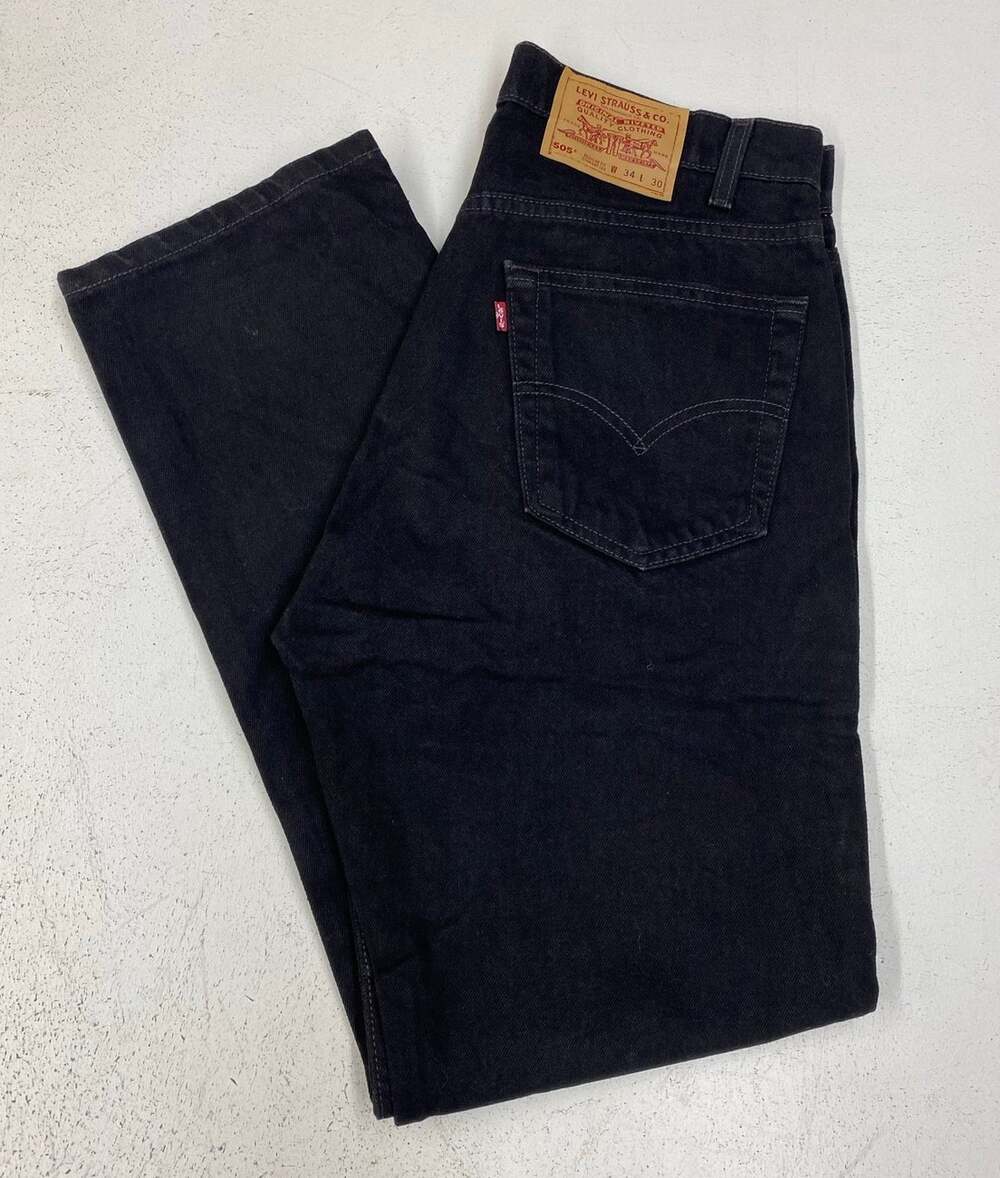 VTG 1998 Men Levi's Strauss 505 Straight Leg USA black denim jeans, 34x30